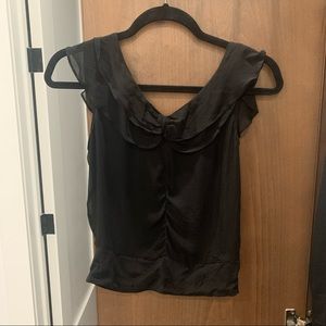 Fletcher Black Sheer Ruffle Top